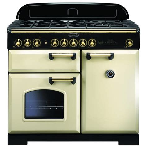 Rangemaster Classic Deluxe Dual Fuel Range Cooker Cm Cream Brass