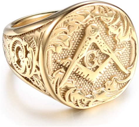 Buy IFUAQZ Men S Masonic Freemason Gold Plated Stainless Steel Rings