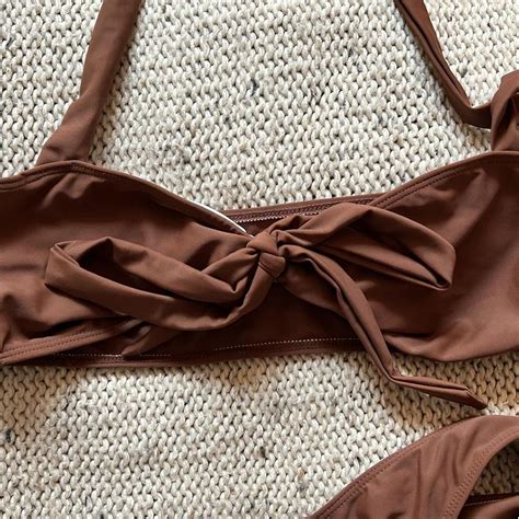 Medium Brown Bikini Cross Tie In Front Depop