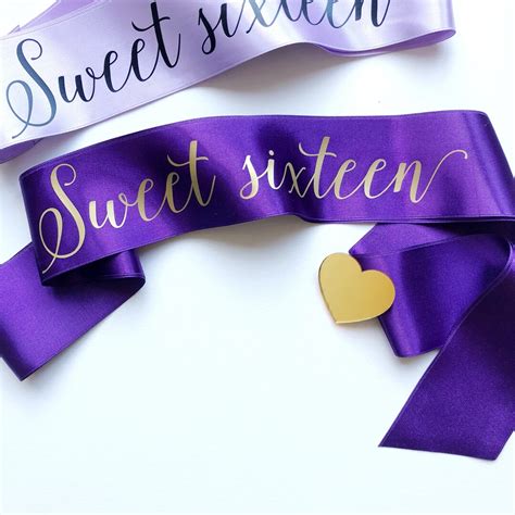 Sweet Sixteen Sash Birthday Sashpurple Sash 16th Birthday T 16th