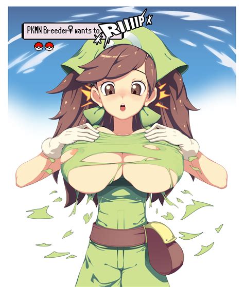 Rule 34 Blush Breast Expansion Brown Eyes Brown Hair Bursting Breasts Genvoke Npc Trainer