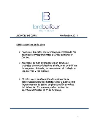 Informe Avance De Obra Noviembre Pdf