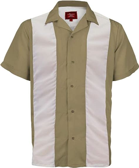 Mens Retro Classic Charlie Sheen Two Tone Guayabera Bowling Casual Dress Shirt At Amazon Mens