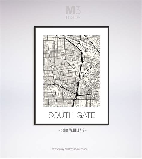 South Gate California South Gate Ca Map South Gate Map Etsy