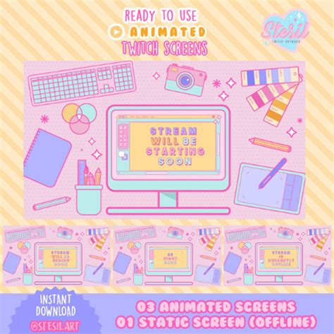 ANIMATED Twitch Stream Package / Graphic Design Theme / Aesthetics / Paint / Vintage / Pastel ...