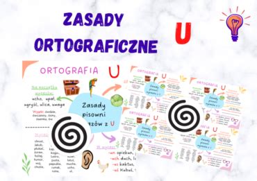 Zasady pisowni wyrazów z U plakat wklejki Złoty nauczyciel