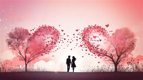 Heart Tree With Couple Under The Night Skysurreal Love Concept Artwork