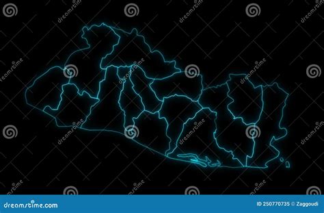 Outline Map Of El Salvador With Departments With Regions In Black