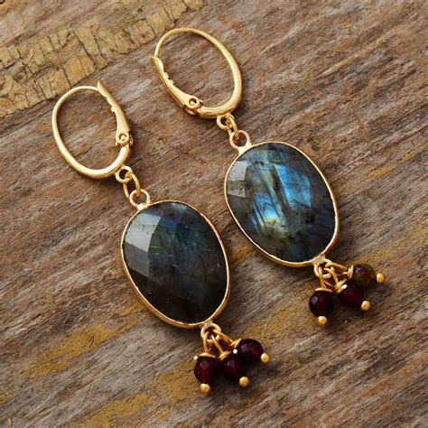 Boucles D Oreilles Pierre Naturelle Labradorite Chakras Shop