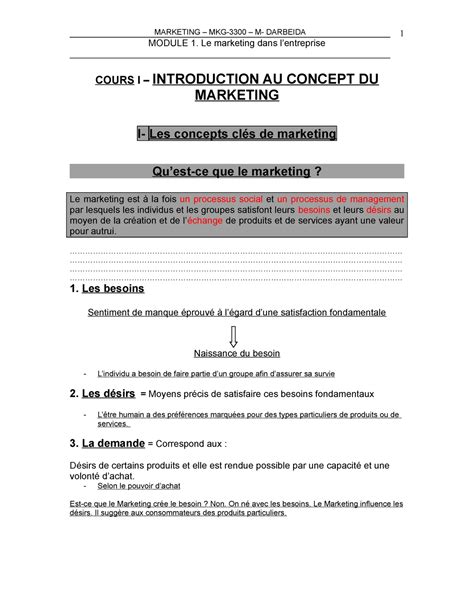 Cours Word Marketing Mkg M Darbeida Module Le