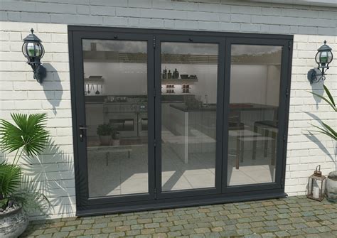 2700mm Grey Aluminium Bifold Doors 3 Right Bifold Doors At Climadoor