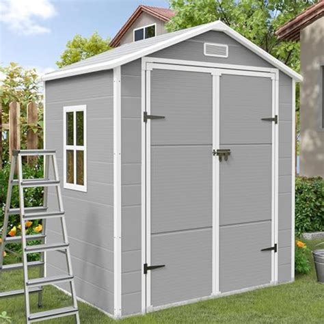 Keter Manor Outdoor Plastic Garden Storage Shed Grey X Ft