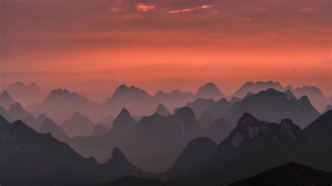 Nature, Landscape, Sunrise, Mountains, Mist, Pink, - Pink Sunrise ...