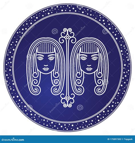 Gemini Zodiac Sign of Twins, Horoscope Astrology Stock Vector