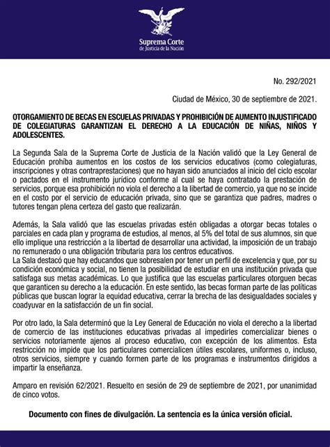 Suprema Corte On Twitter Comunicado La Prohibici N De Aumentar