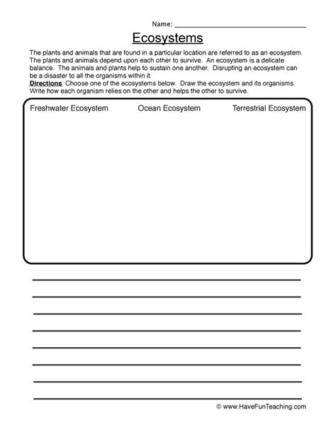 Free Printable Ecosystem Worksheets