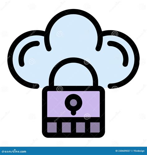 Locked Data Cloud Icon Color Outline Vector Stock Vector Illustration