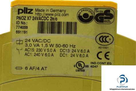 PILZ PNOZ X7 24VACDC 2N O SAFETY RELAY Platinum International