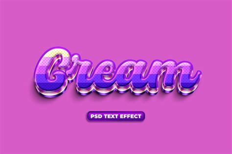 Efeitos de texto editáveis em creme PSD Premium