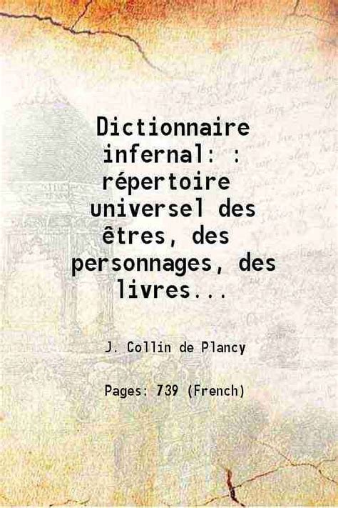 Dictionnaire Infernal R Pertoire Universel Des Tres Des Personnages