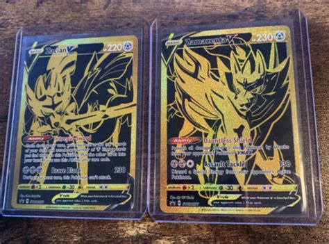 Pokemon Zacian V And Zamazenta V Secret Rare Gold Premium Cards Values