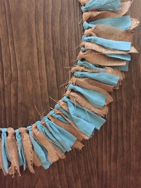 Burlap Blue Fabric Garland Banner Rustic Theme Party Decor Wall