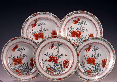 Set Of Eight Kangxi Period Famille Verte Plates Only Five Shown