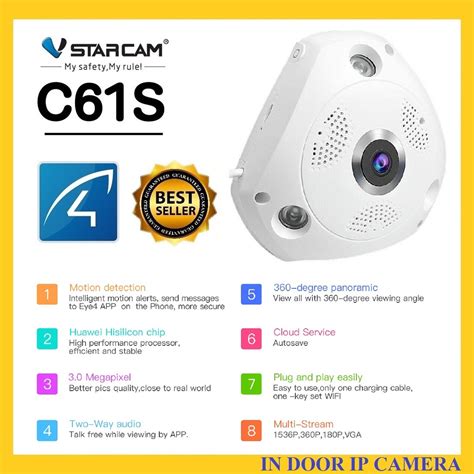 VSTARCAM C61S FHD 1536P WiFi Panoramic IP Camera กลองวงจรปด Shopee