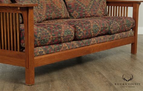 Bassett Mission Style Oak Spindle Sofa Etsy