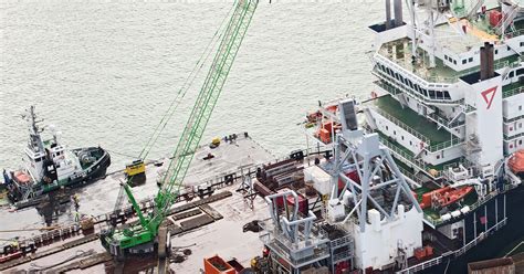 Offshore In Action Sennebogen Crawler Crane During Seaway Heavy