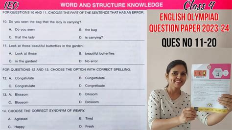 Class 4 Ieo English Olympiad Question Paper 2023 24 Ieo Class 4 English Olympiad For Grade 4