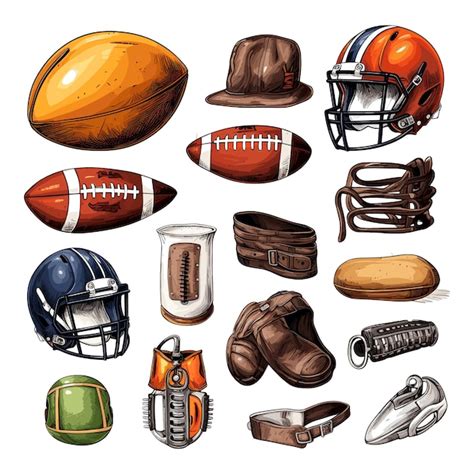 Premium Vector Collection Of Hand Drawn American Football Items Rugby