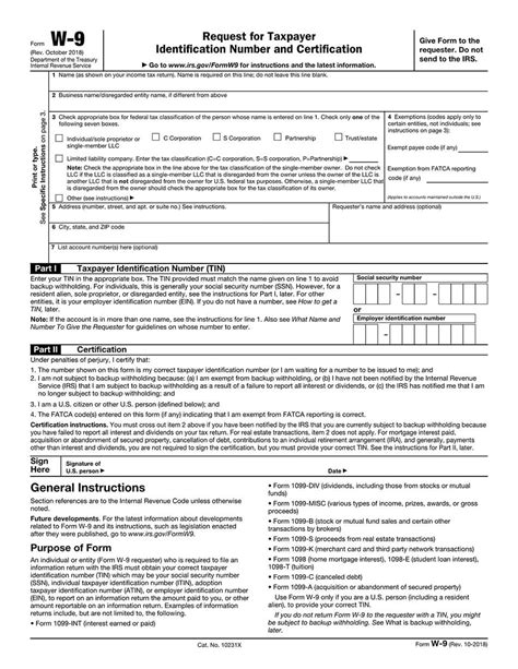 W Form Fillable Request For Taxpayer Identification Number