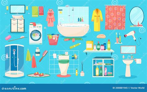 Accesorios De Baño Ilustraciones Vectoriales Dibujos Animados Baño