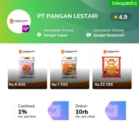 Pt Pangan Lestari Produk Resmi And Terlengkap Tokopedia