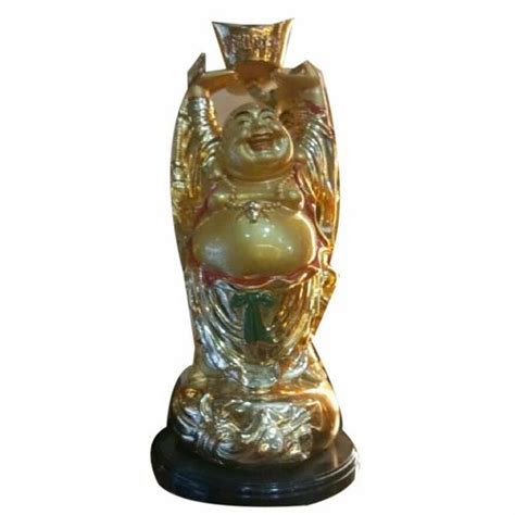 Golden Gold Plated Glossy 10inch Brass Laughing Buddha Statue For