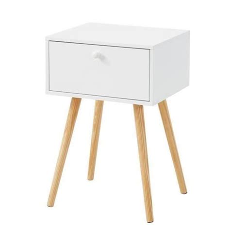 HORTENSE Table de chevet scandinave blanc laqué satiné L 40 cm Home