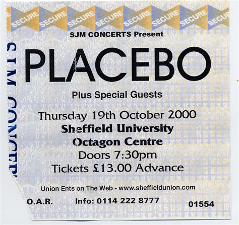 Placebo, Six By Seven, @ Octagon,Sheffield 19-10-00 – Gig Addiction