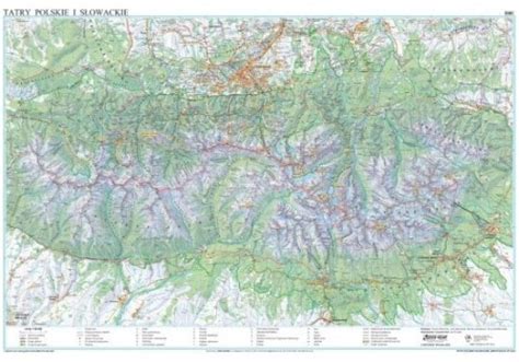 TATRY POLSKIE I SŁOWACKIE MAPA TURYSTYCZNA NA ŚCIANĘ ARKUSZ