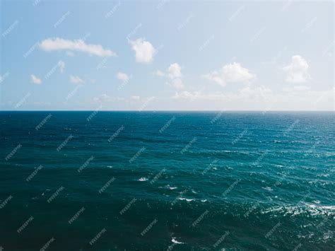 Premium Photo Blue Ocean Horizon Landscape Drone Capture From The