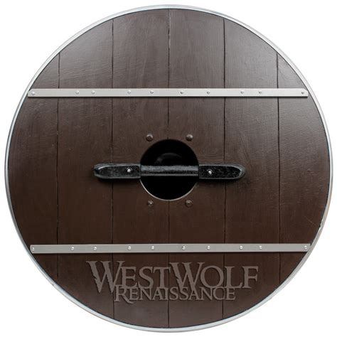 Aged Wood Viking Shield In Brimstone Red West Wolf Renaissance