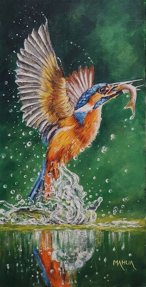 Kingfisher Painting By Mahua Pal Saatchi Art Kingfisher Painting