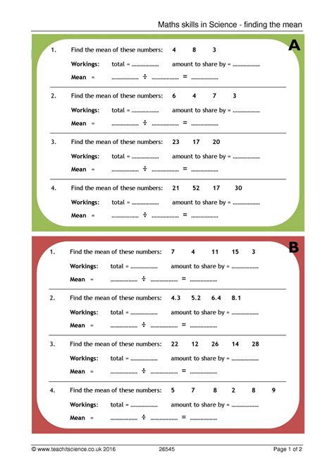 Maths Skills Averages Worksheetks3 Ks4 Science Teachit