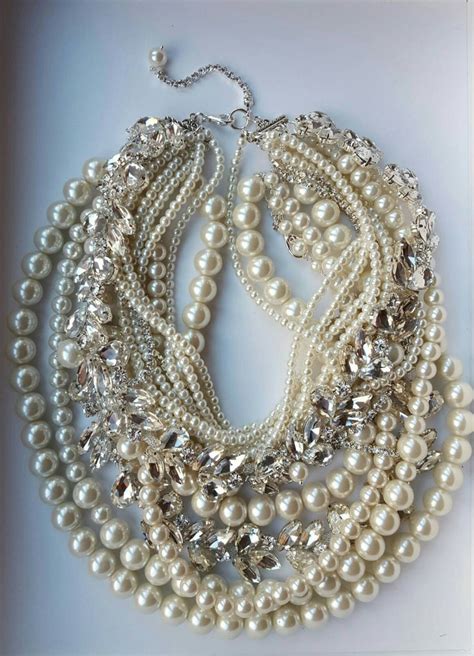 Chunky Pearl Necklacewedding Statement Necklace Trending Etsy