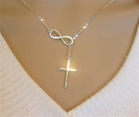 Large Sterling Silver Infinity Cross Necklace Infinity