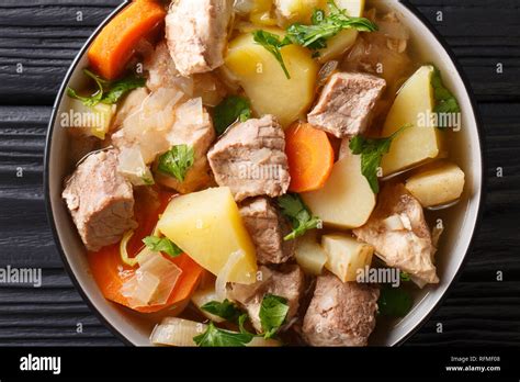 German Stew Pihelsteiner With Vegetables And Three Kinds Of Meat Close