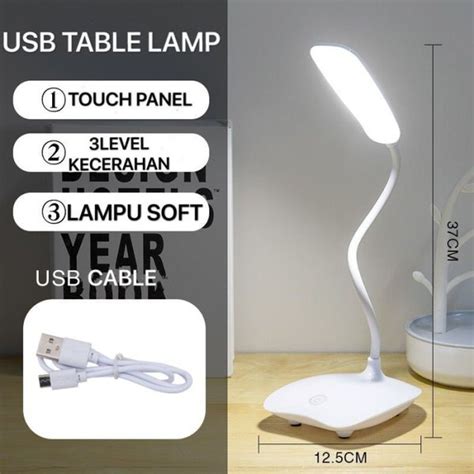 Jual Lampu Model Touch Meja Belajar Led Lamp Desktop Isi Ulang 3 Mode