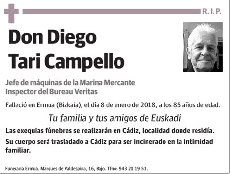 Diego Tari Campello Esquela Necrológica El Correo