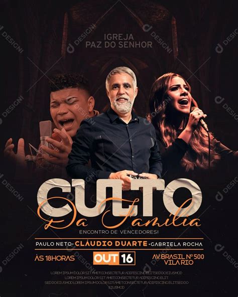 Social Media Flyer Gospel Culto Da Família Psd Editável Culto Da