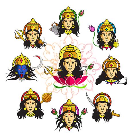 The nine forms of Goddess Durga on Behance